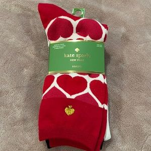 Kate Spade NY Hearts Posy Red Crew Socks